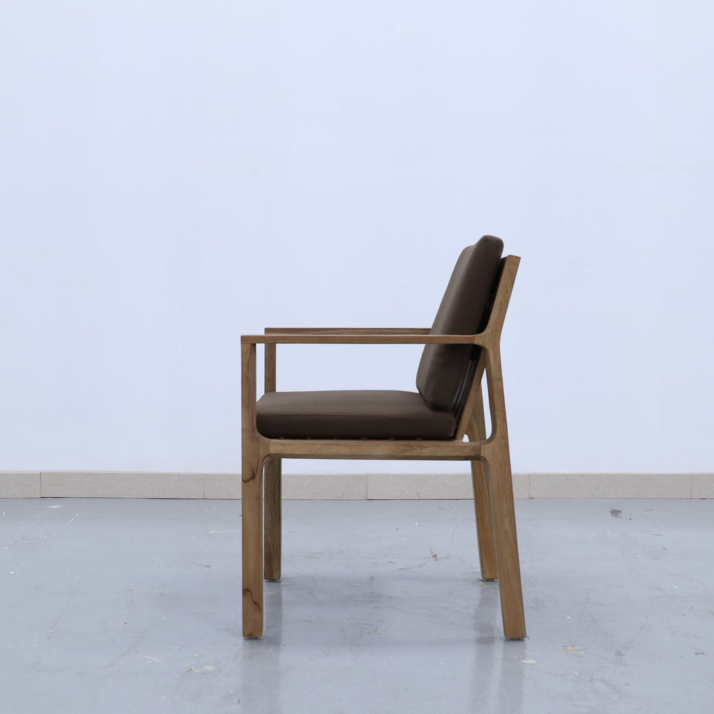 Crete Teak Dining Arm Chair Side view 4