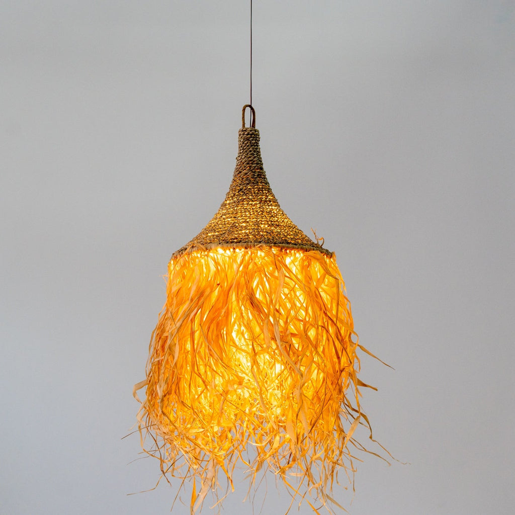 Palm Tassel Rattan Pendant Light Perspective View 2