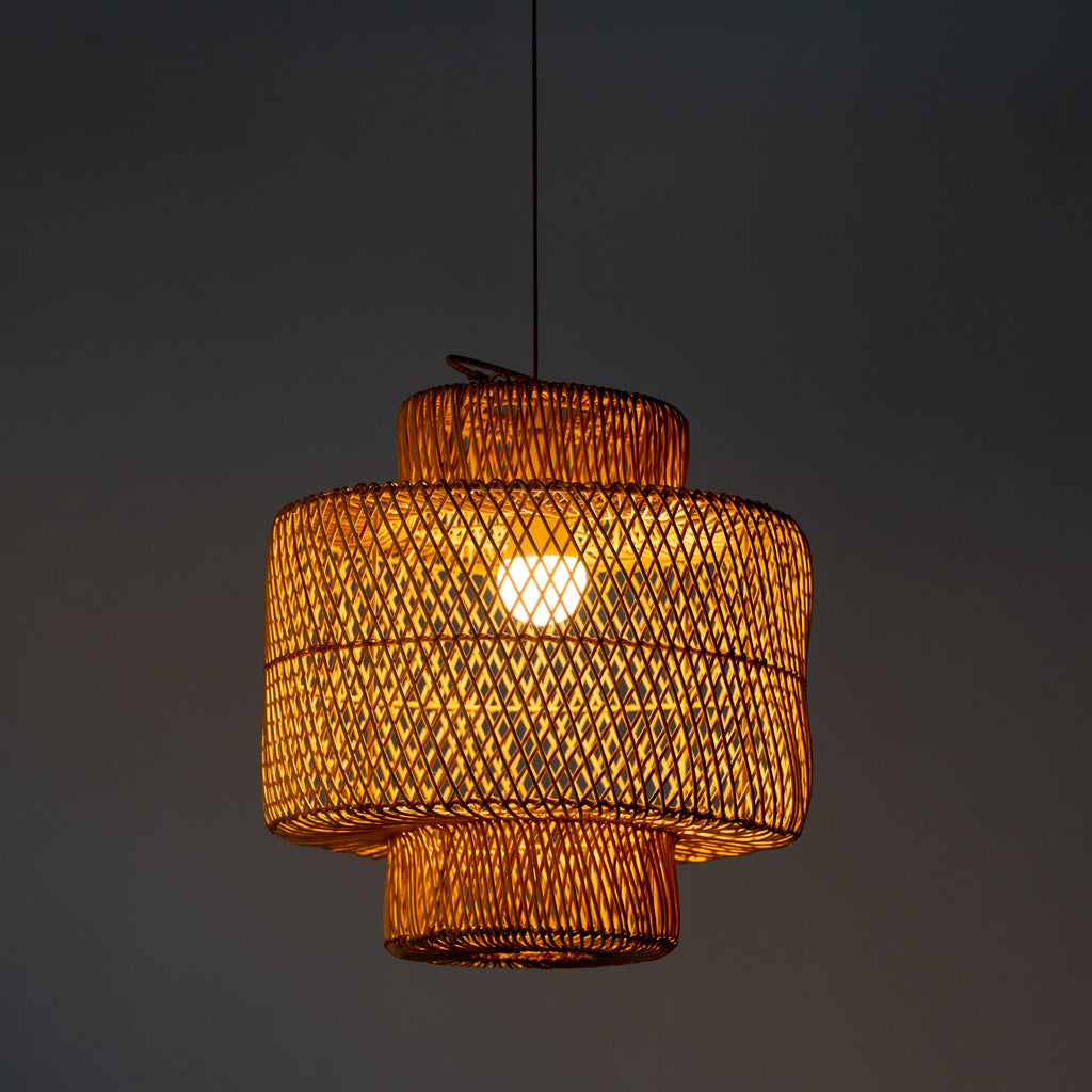 Desert Fringe Rattan Pendant Light Night View 