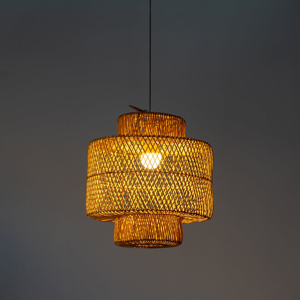 Desert Fringe Rattan Pendant Light Night View 2