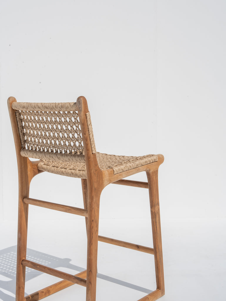 Devon Woven Teak Bar Chair Back View 1