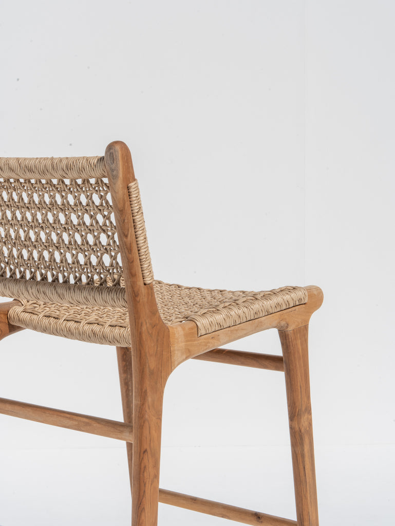 Devon Woven Teak Bar Chair Back View 2
