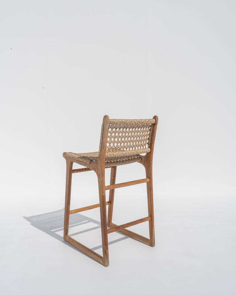 Devon Woven Teak Bar Chair Back View