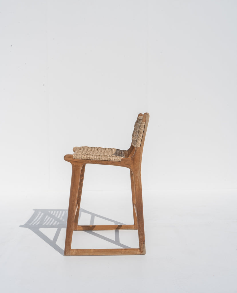 Devon Woven Teak Bar Chair Side View 3