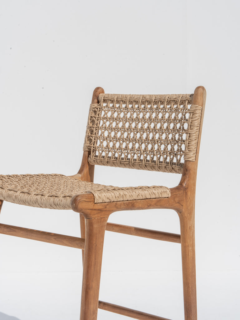 Devon Woven Teak Bar Chair Side View 7