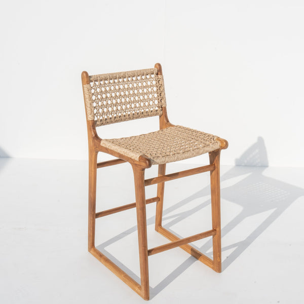 Devon Woven Teak Bar Chair Side View 8