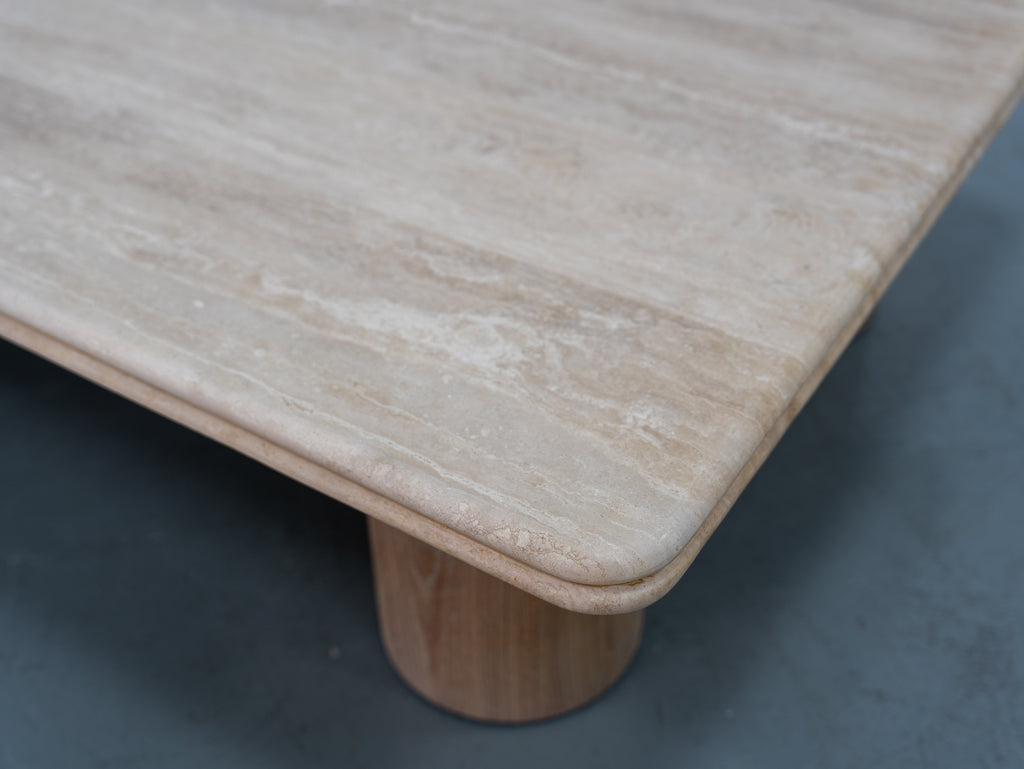 Drift Travertine Coffee Table Detailed Top Texture View 1
