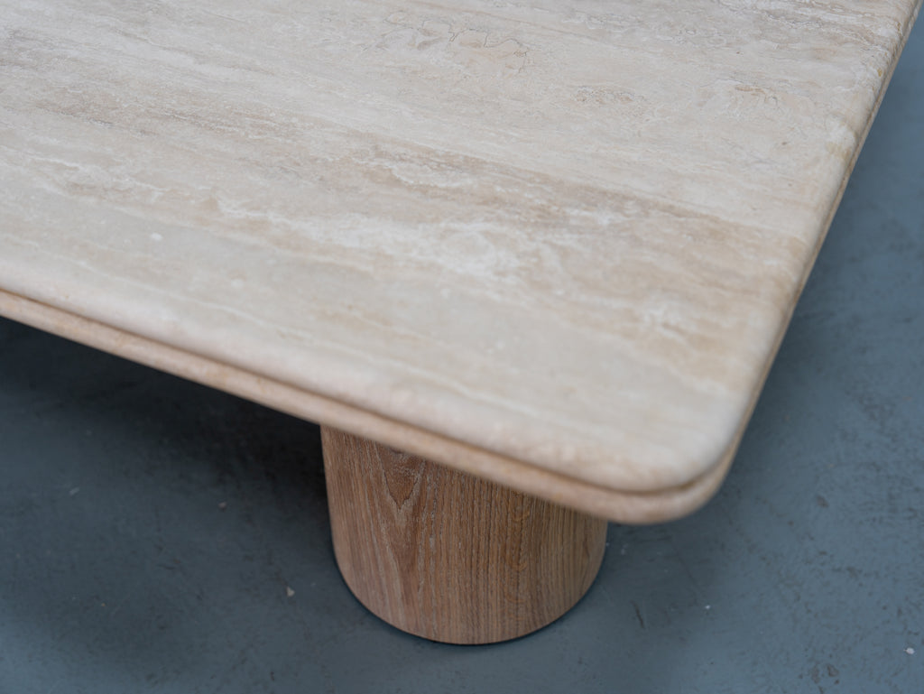 Drift Travertine Coffee Table Detailed Top Texture View 2