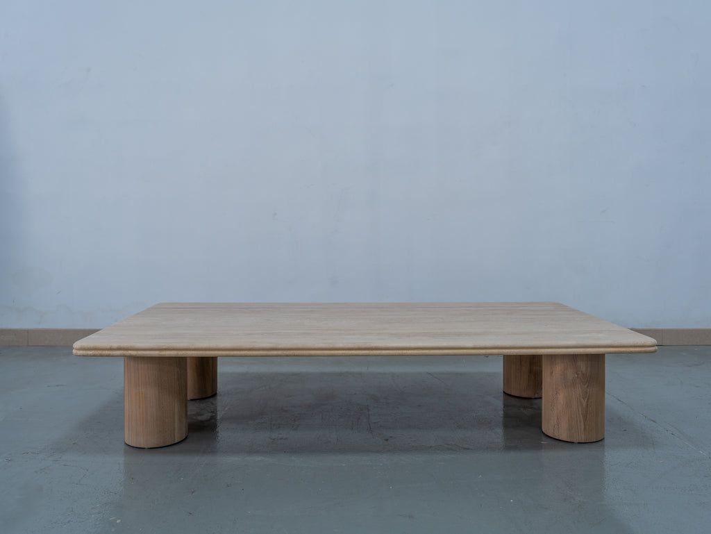 Drift Travertine Coffee Table Front View 1