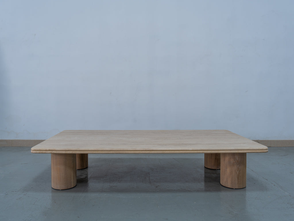 Drift Travertine Coffee Table Front View 3