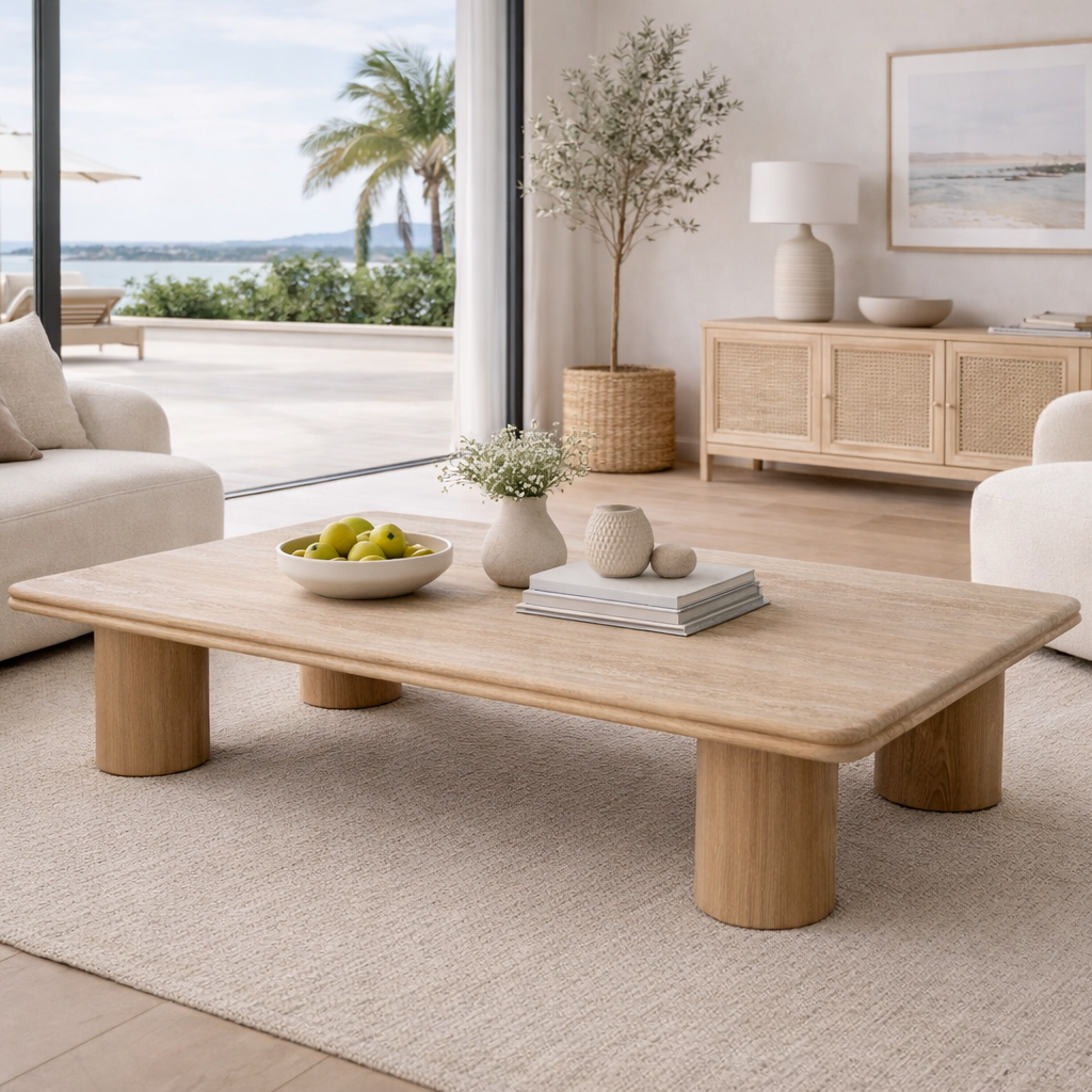 Drift Travertine Coffee Table Indoor View 1