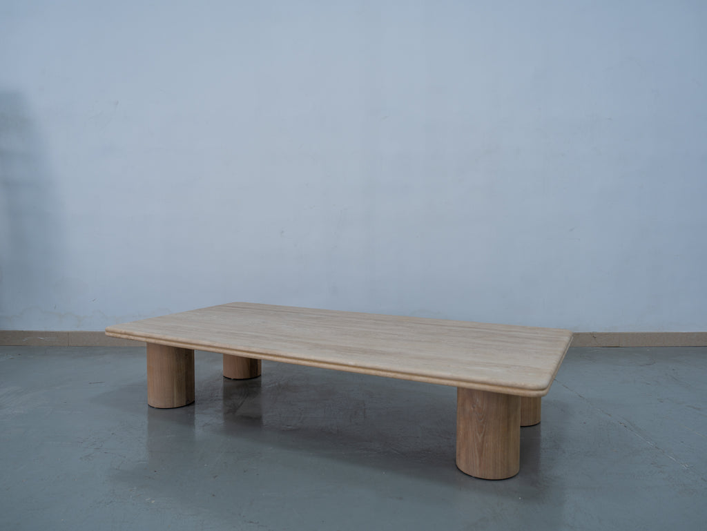 Drift Travertine Coffee Table Perspective View 1