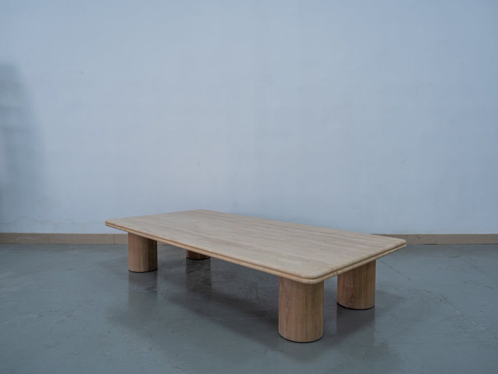 Drift Travertine Coffee Table Perspective View 2