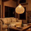 Dune Drop Rattan Pendant Light Perspective Indoor Night View 2