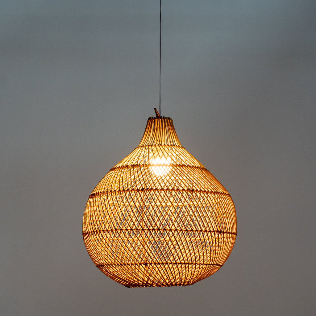 Dune Drop Rattan Pendant Light Perspective Night View 