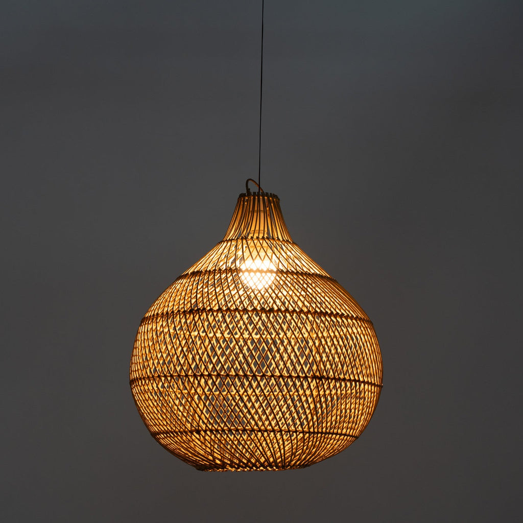 Dune Drop Rattan Pendant Light Perspective Night View 2