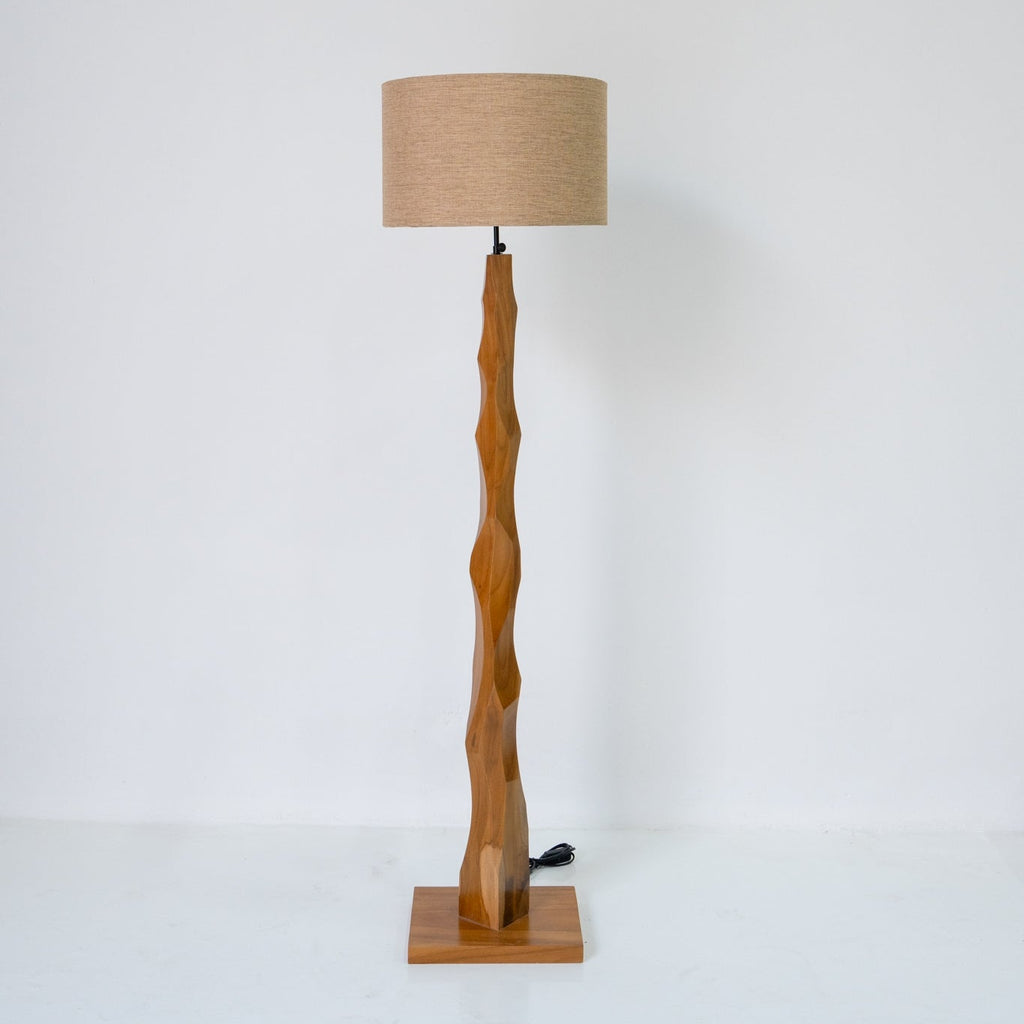 Dune Sculpted Wood Floor Lamp Front Perspective View 2