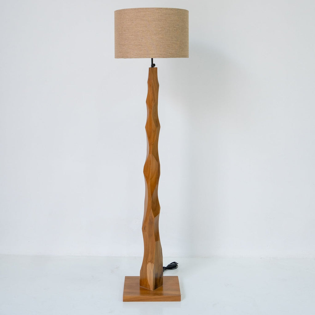 Dune Sculpted Wood Floor Lamp Front Perspective View 3