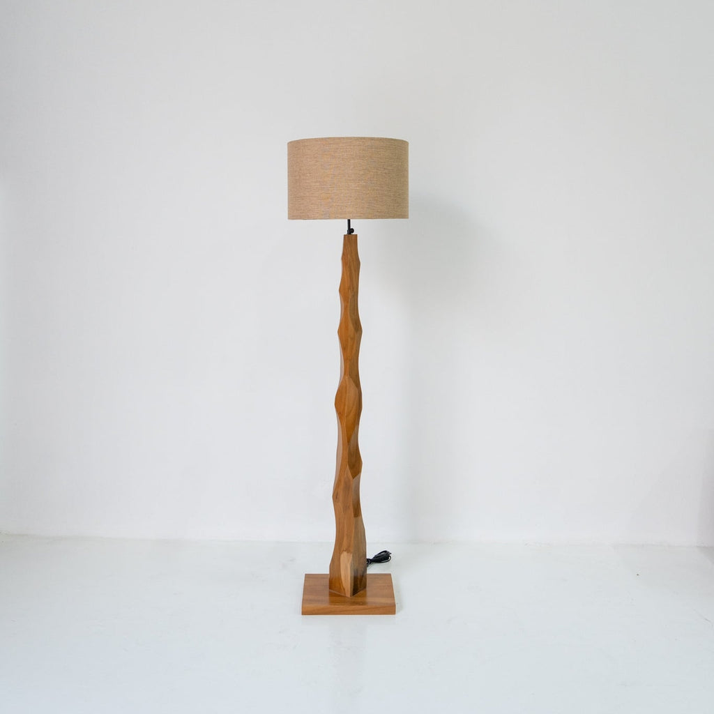 Dune Sculpted Wood Floor Lamp Front Perspective View 4