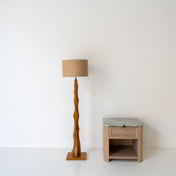 Dune Sculpted Wood Floor Lamp Perspective View 1