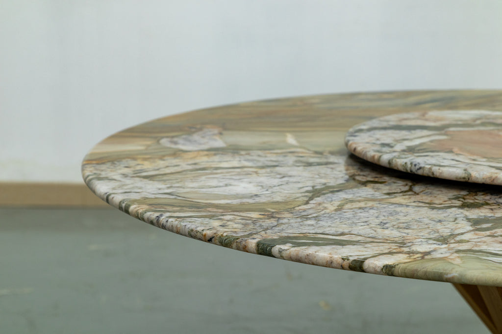 Eden Marble Lazy Susan Dining Table Detailed Top Texture View 3