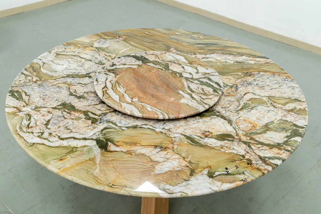Eden Marble Lazy Susan Dining Table Detailed Top Texture View 4