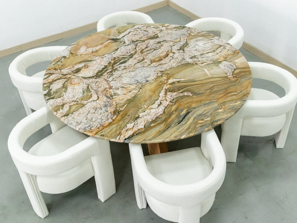 Eden Marble Lazy Susan Dining Table Perspective View 10