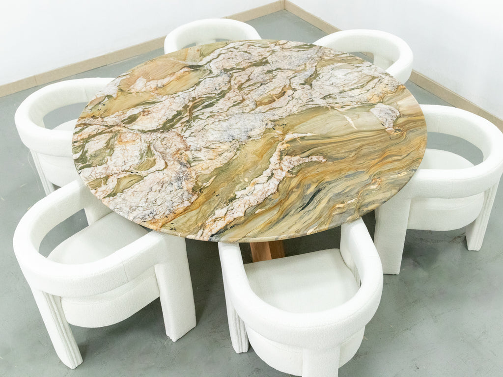 Eden Marble Lazy Susan Dining Table Perspective View 8