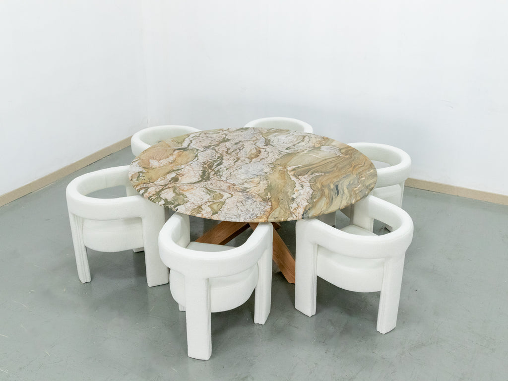 Eden Marble Lazy Susan Dining Table Perspective View 9