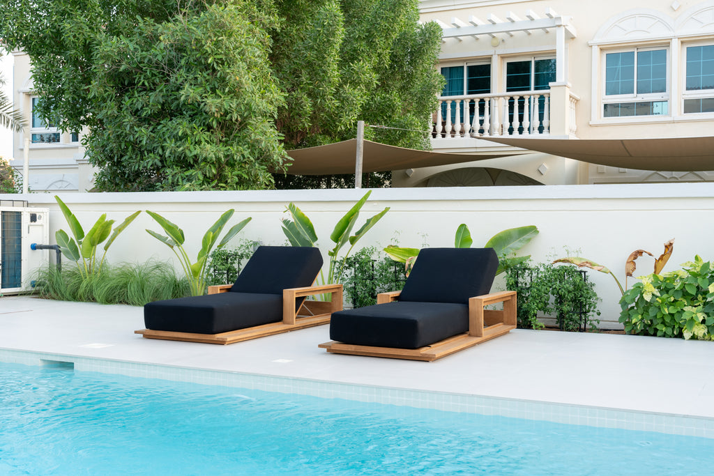 Elegant Teak Sun Lounger Customer Home 12