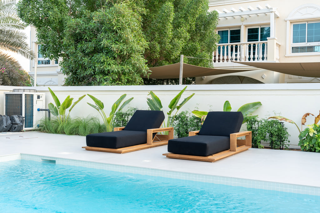 Elegant Teak Sun Lounger Customer Home 13