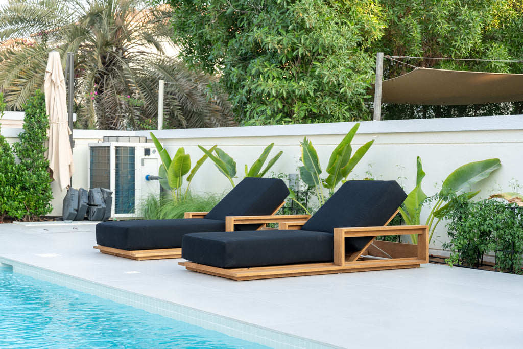 Elegant Teak Sun Lounger Customer Home 5