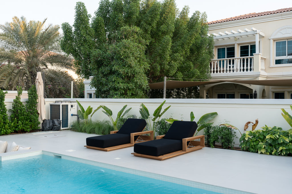 Elegant Teak Sun Lounger Customer Home 8