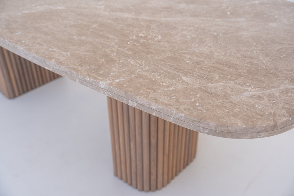 Emperador Marble Dining Table Detailed Top Texture View 2