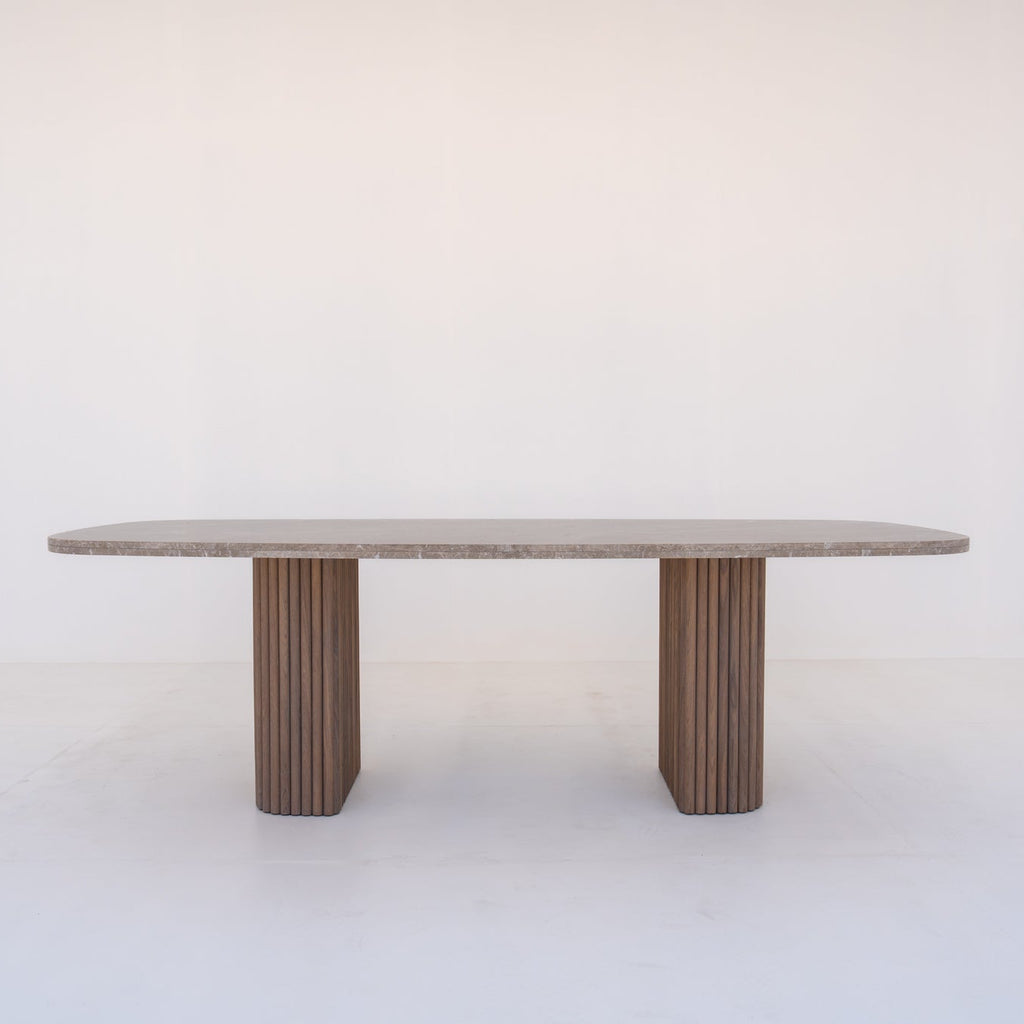 Emperador Marble Dining Table Front View 1