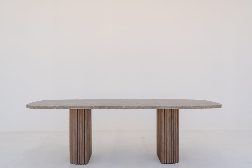 Emperador Marble Dining Table Front View 3