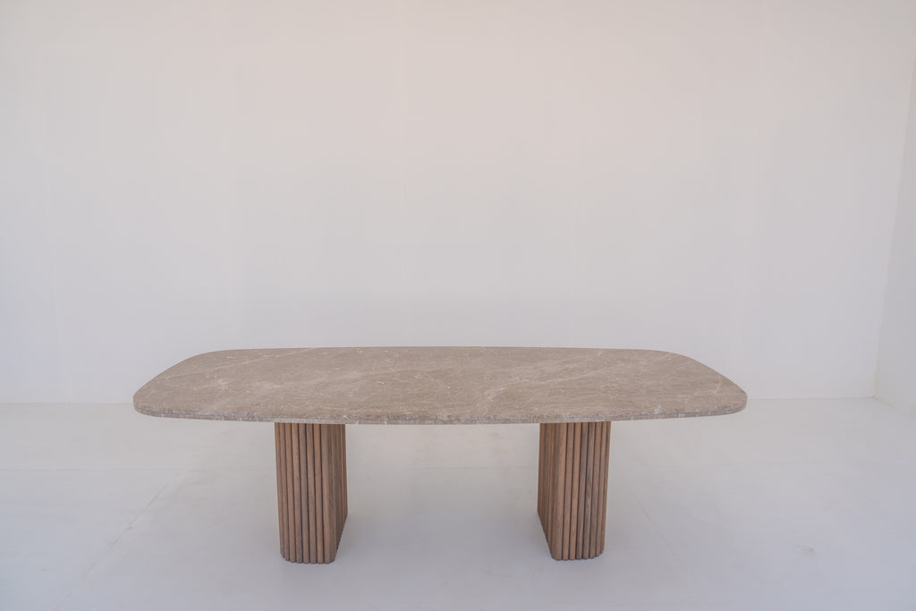Emperador Marble Dining Table Front View 4