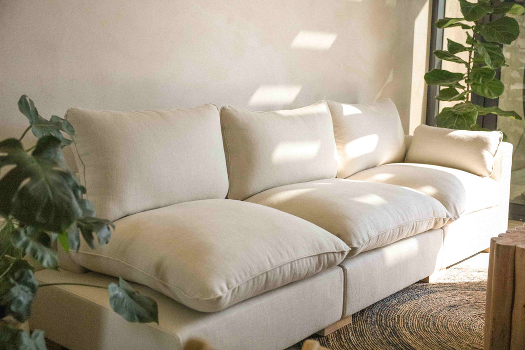 Etina Linen & Feather Sofa Perspective View