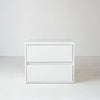 Form Microcement Bedside Table with Marble Top Front View 2