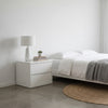 Form Microcement Bedside Table with Marble Top Indoor View 1