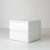 Form Microcement Bedside Table with Marble Top Perspective View 1
