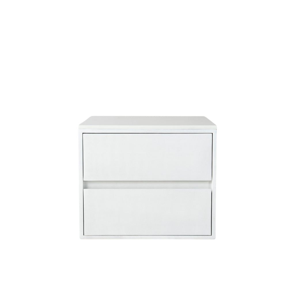 Form Microcement Bedside Table with Marble Top White Background View 1