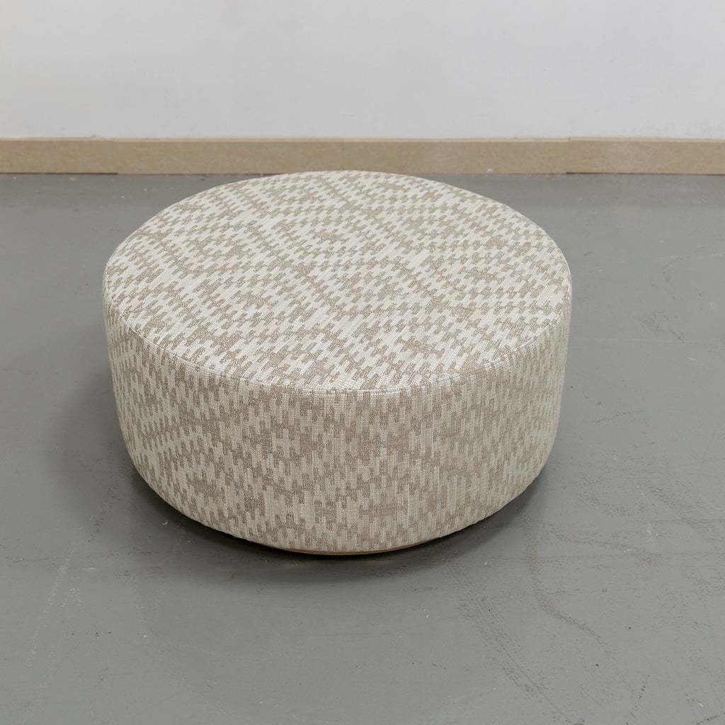 Freya Round Ottoman Detailed Fabric Top View 1