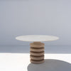 Halo Marble Dining Table (Whitewashed Oak) Front View 1