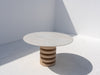 Halo Marble Dining Table (Whitewashed Oak) Perspective View 1