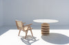 Halo Marble Dining Table (Whitewashed Oak) Perspective View 5