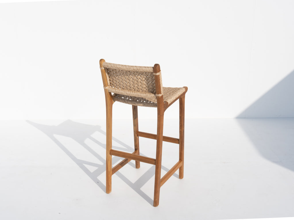 Hampshire Woven Teak Bar Chair Back view