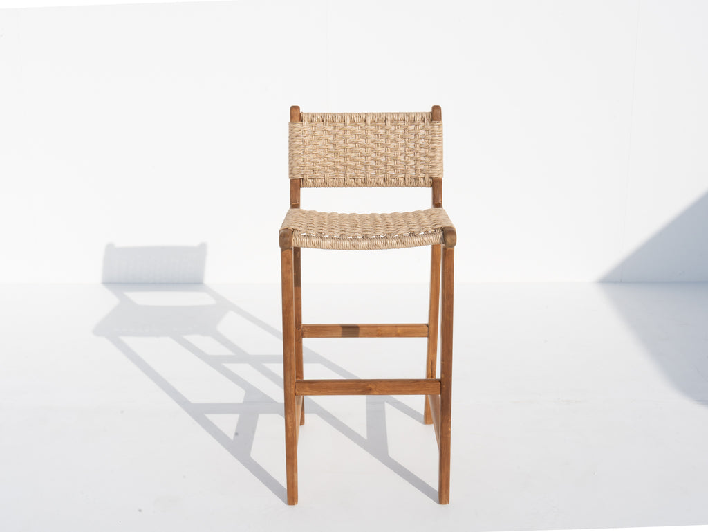 Hampshire Woven Teak Bar Chair Front view