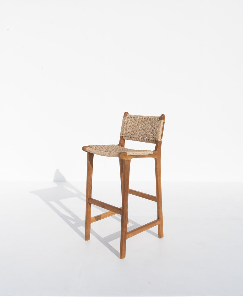 Hampshire Woven Teak Bar Chair Side view 2
