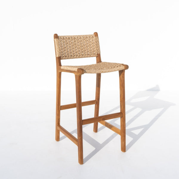 Hampshire Woven Teak Bar Chair Side view 3